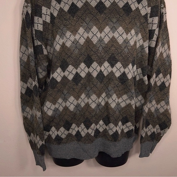 VINTAGE XLT MENS AMERICAN PORTRAIT GREEN ARGYLE SWEATER LONG SLEEVE KNIT - Picture 11 of 12